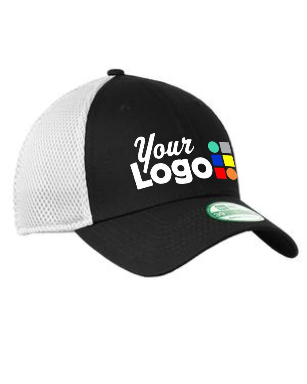New Era Youth Stretch MeshBack Custom Cap, color: Black/White