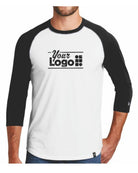 New Era 3/4 Heritage Raglan Custom T-Shirt, color: White/Black