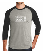 New Era 3/4 Heritage Raglan Custom T-Shirt, color: Rainstorm Grey Heather/Black