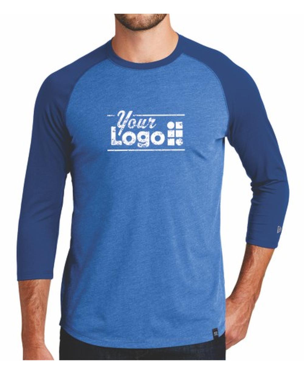 New Era 3/4 Heritage Raglan Custom T-Shirt, color: Royal Heather/Royal