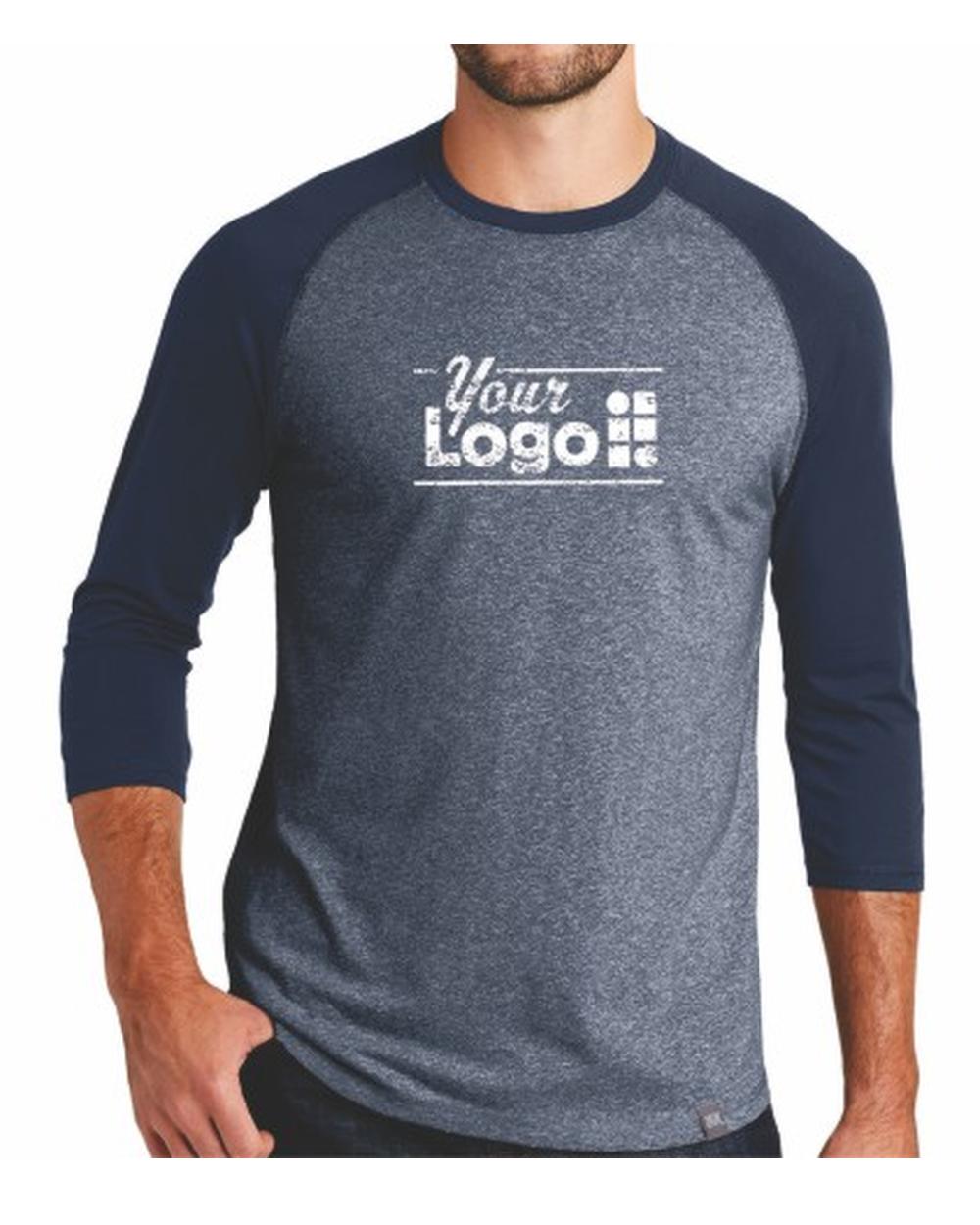 New Era 3/4 Heritage Raglan Custom T-Shirt, color: True Navy Twist/True Navy