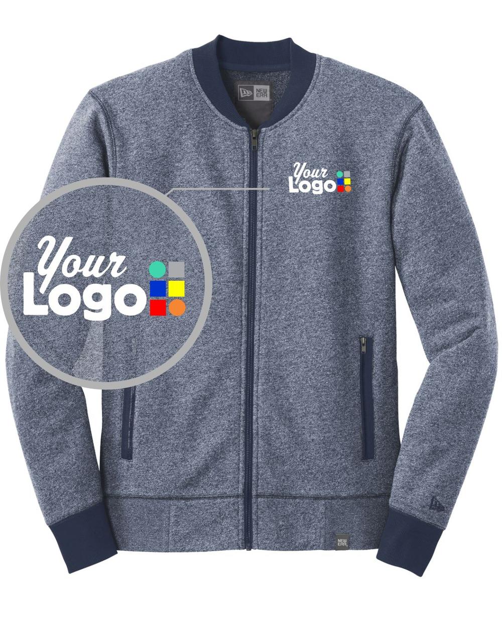 New Era French Terry Baseball-Style Custom Jacket, color: True Navy Twist/True Navy