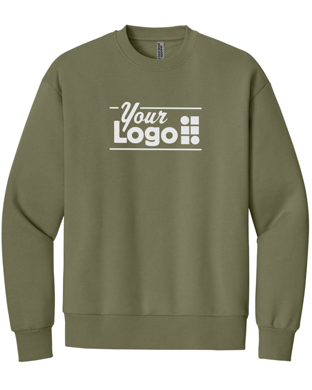 Next Level Apparel Heavyweight Crew Custom Sweatshirt, color: Light Olive