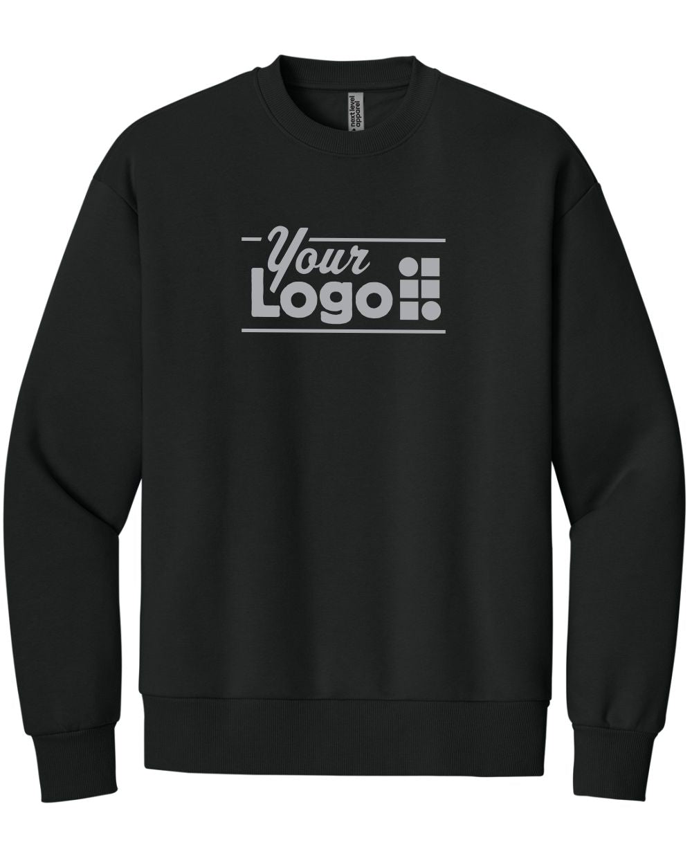 Next Level Apparel Heavyweight Crew Custom Sweatshirt, color: Black