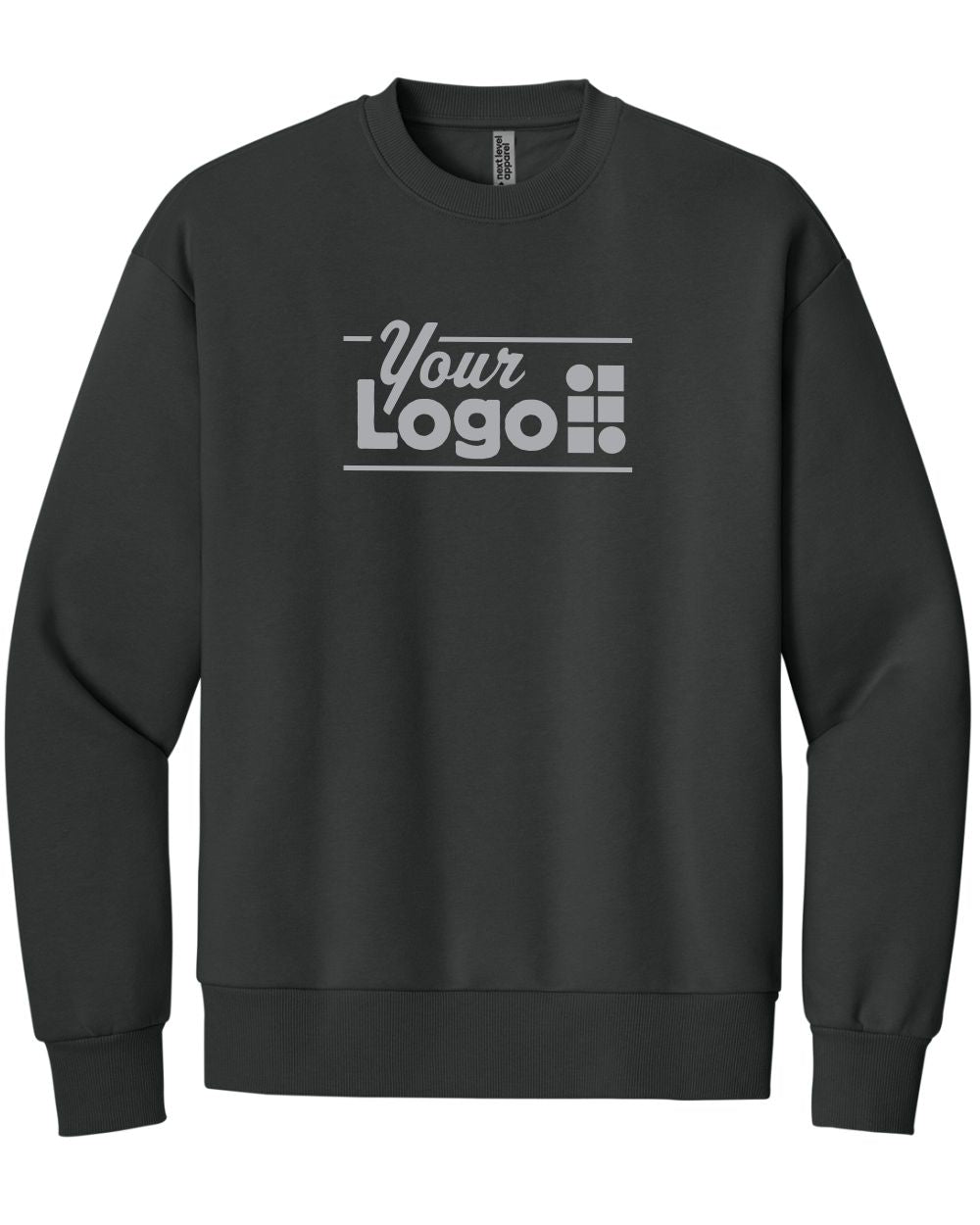 Next Level Apparel Heavyweight Crew Custom Sweatshirt, color: Graphite Black