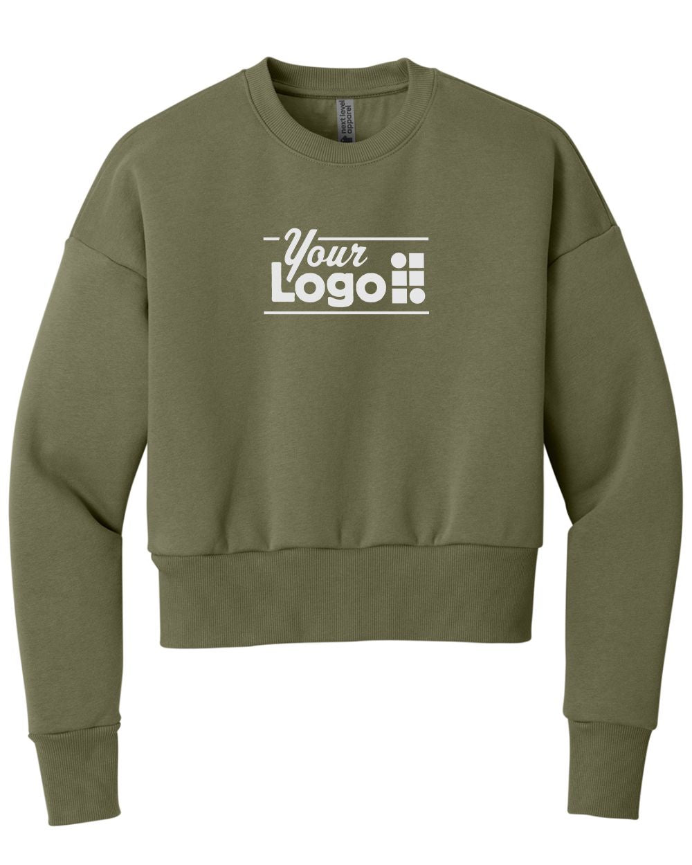 Next Level Apparel Heavyweight Crew Custom Sweatshirt, color: Light Olive