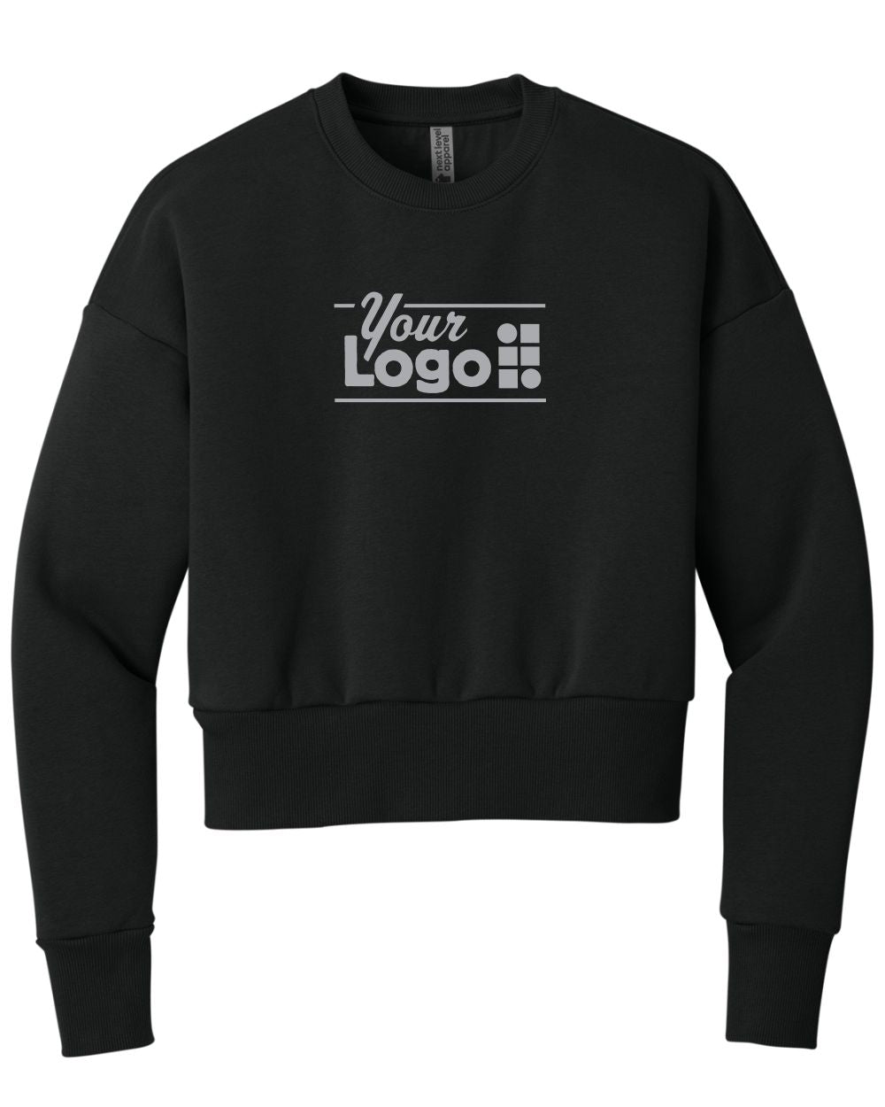 Next Level Apparel Heavyweight Crew Custom Sweatshirt, color: Black