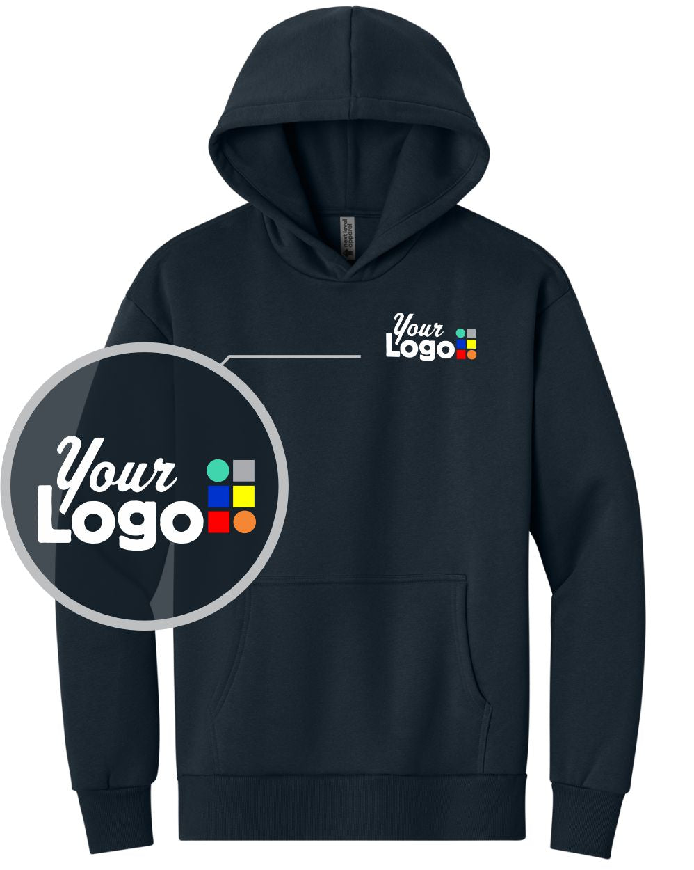 Next Level Apparel Heavyweight Custom Hoodie, color: Midnight Navy