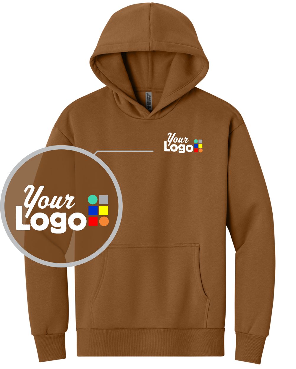 Next Level Apparel Heavyweight Custom Hoodie, color: Clay