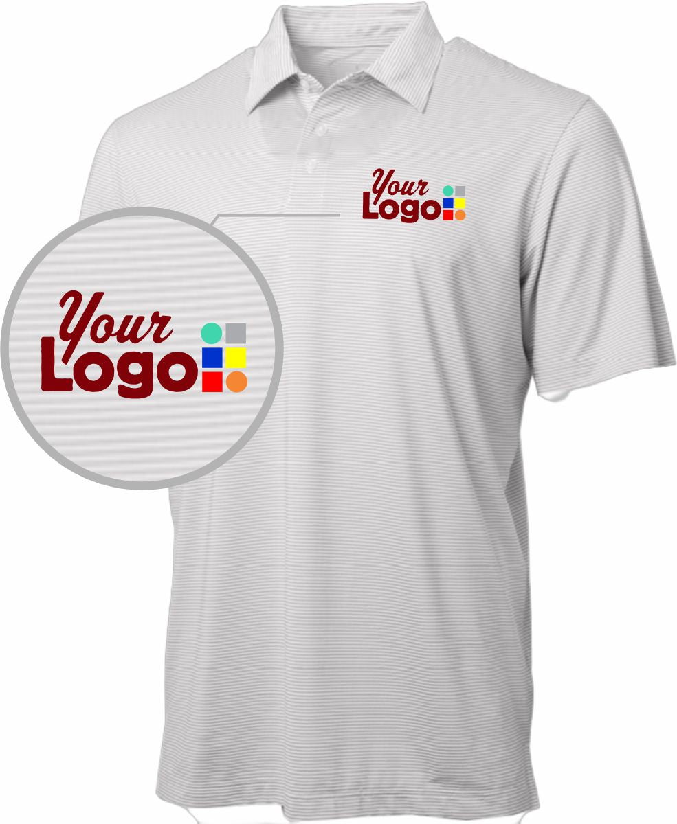 Oobe S/S Charley Striped Performance Custom Golf Shirt, color: Light Grey/White Stripe