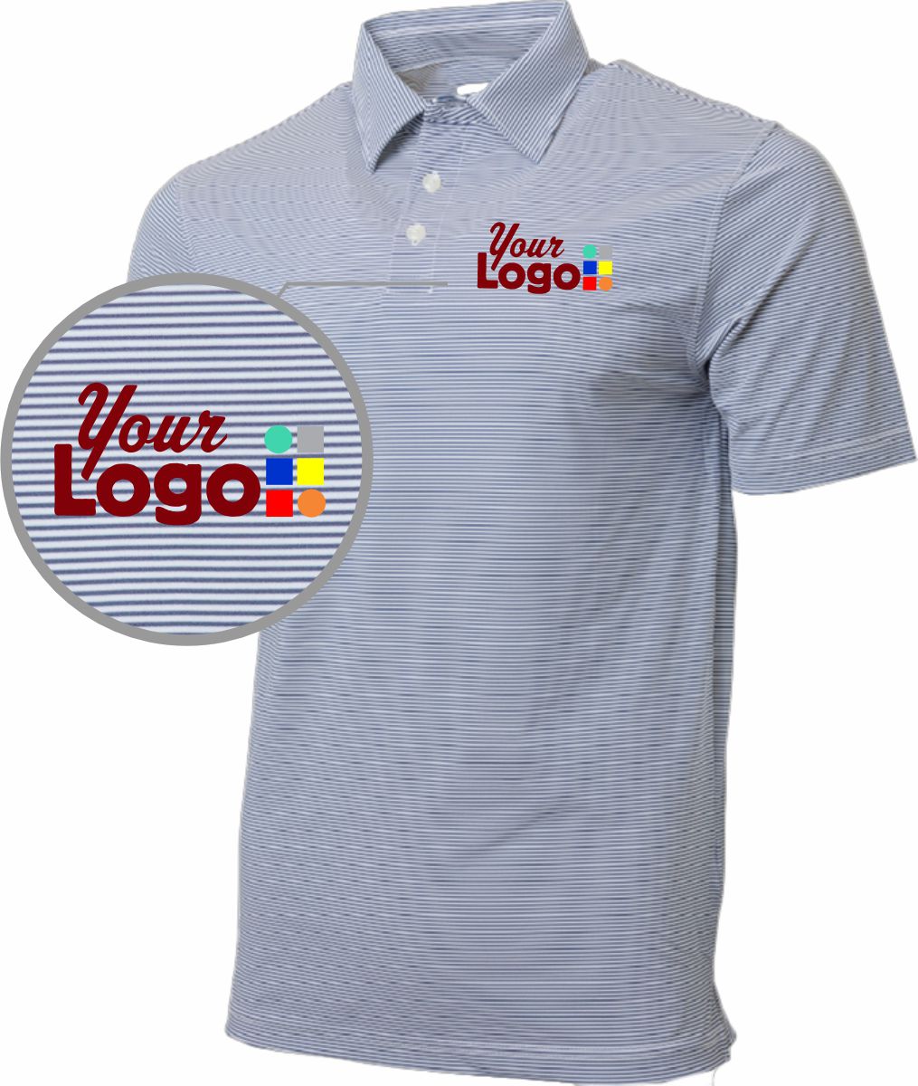 Oobe S/S Charley Striped Performance Custom Golf Shirt, color: Navy/White Stripe