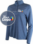 Oobe Slater Heathered  1/4-Zip Custom Pullover, color: True Navy
