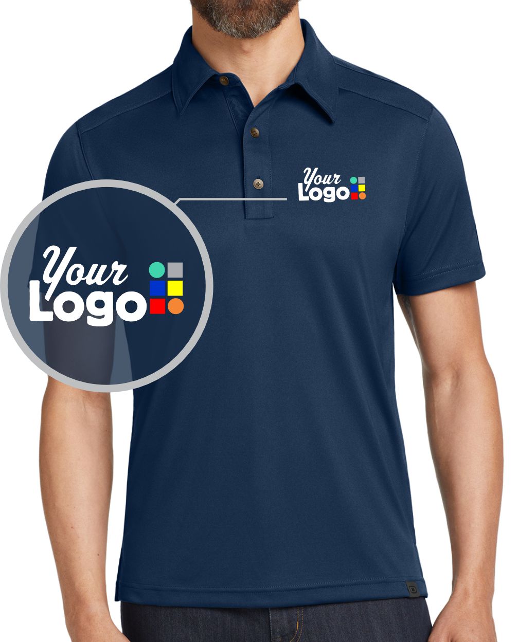 Ogio S/S Hybrid Custom Golf Shirt, color: Blue Indigo