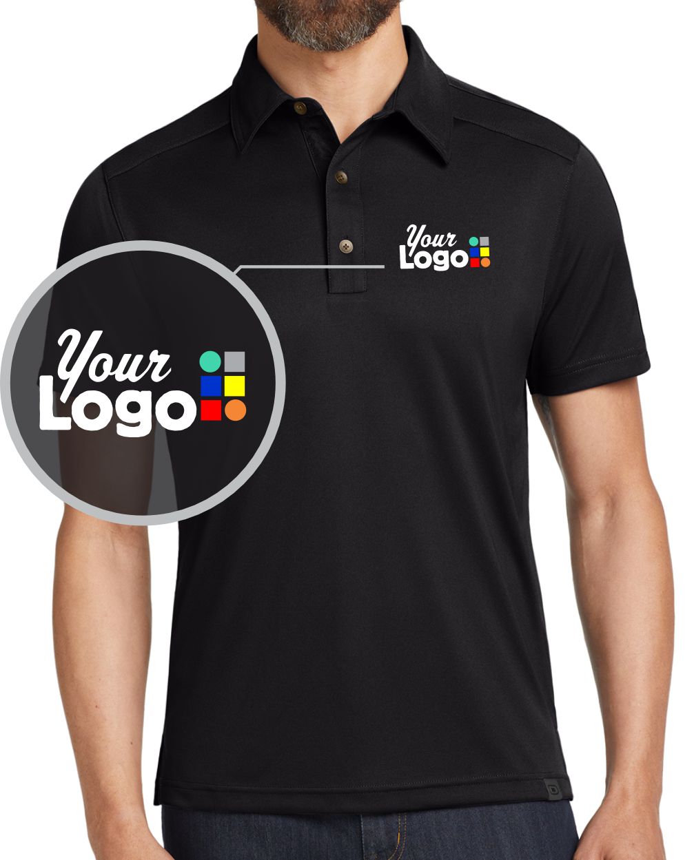 Ogio S/S Hybrid Custom Golf Shirt, color: Blacktop