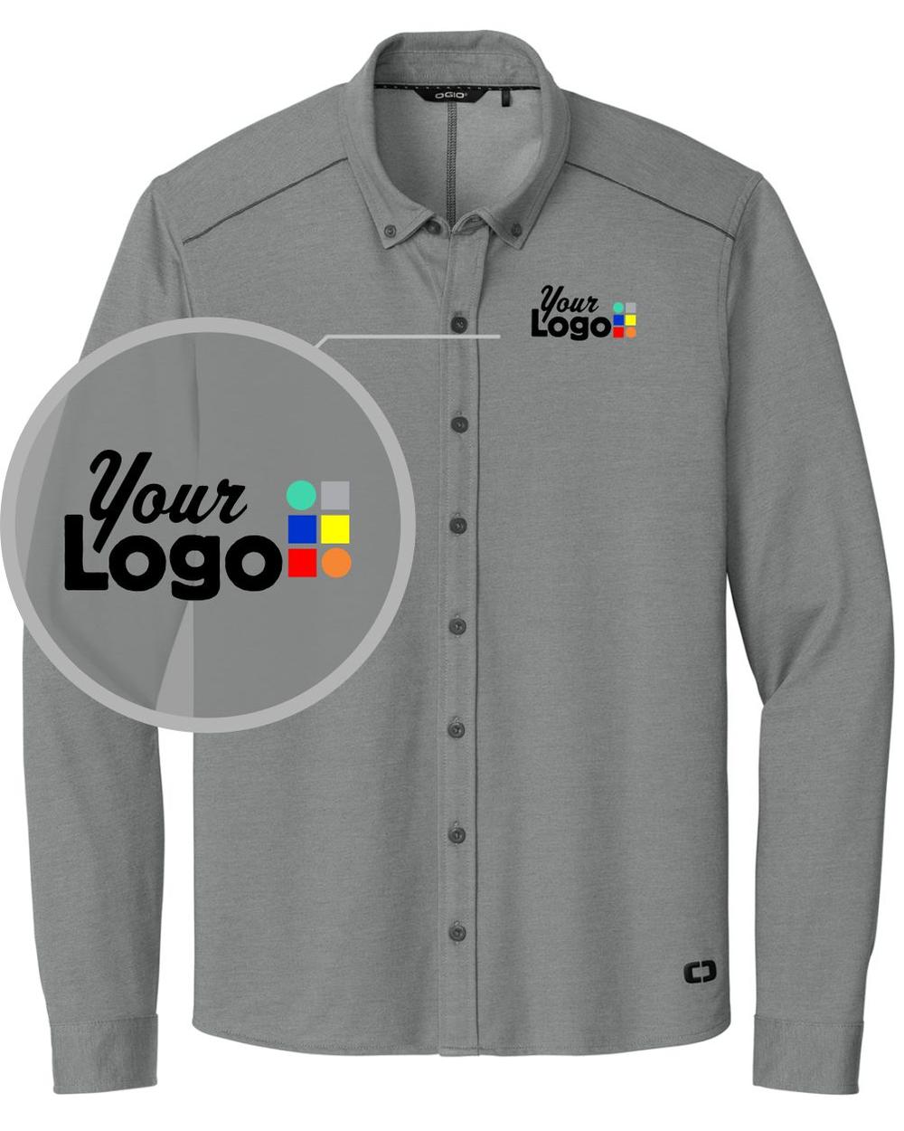 Ogio L/S Code Stretch Custom Shirt, color: Tarmac Grey Heather