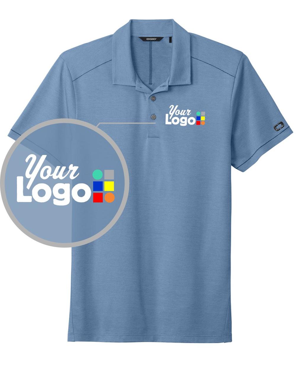 Ogio S/S Code Stretch Custom Golf Shirt, color: Force Blue Heather