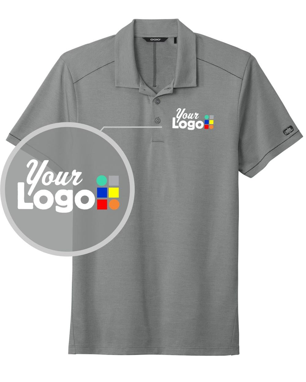 Ogio S/S Code Stretch Custom Golf Shirt, color: Tarmac Grey Heather