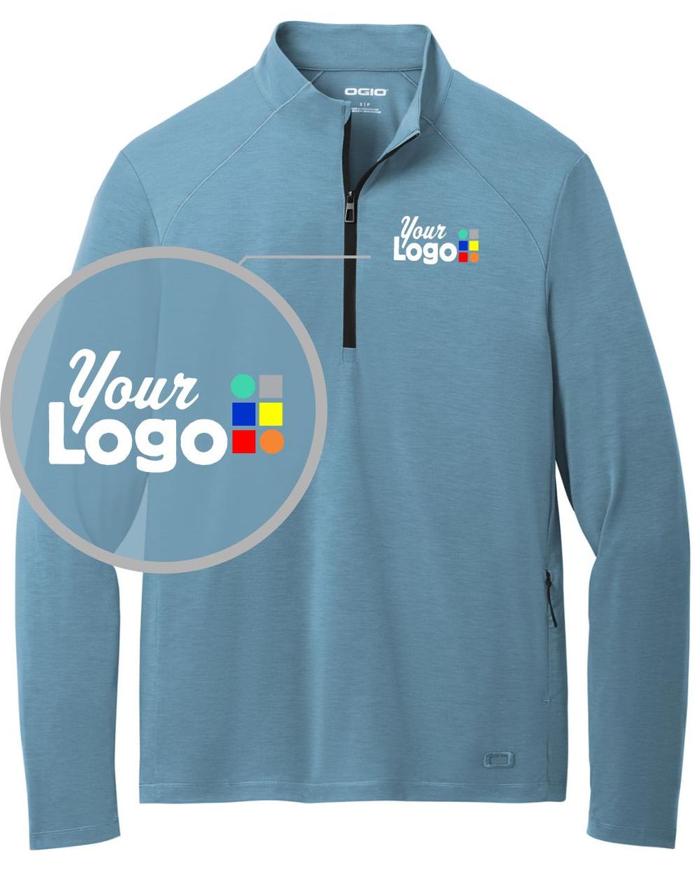 Ogio Motion 1/4 Zip Custom Pullover, color: Blue Mist