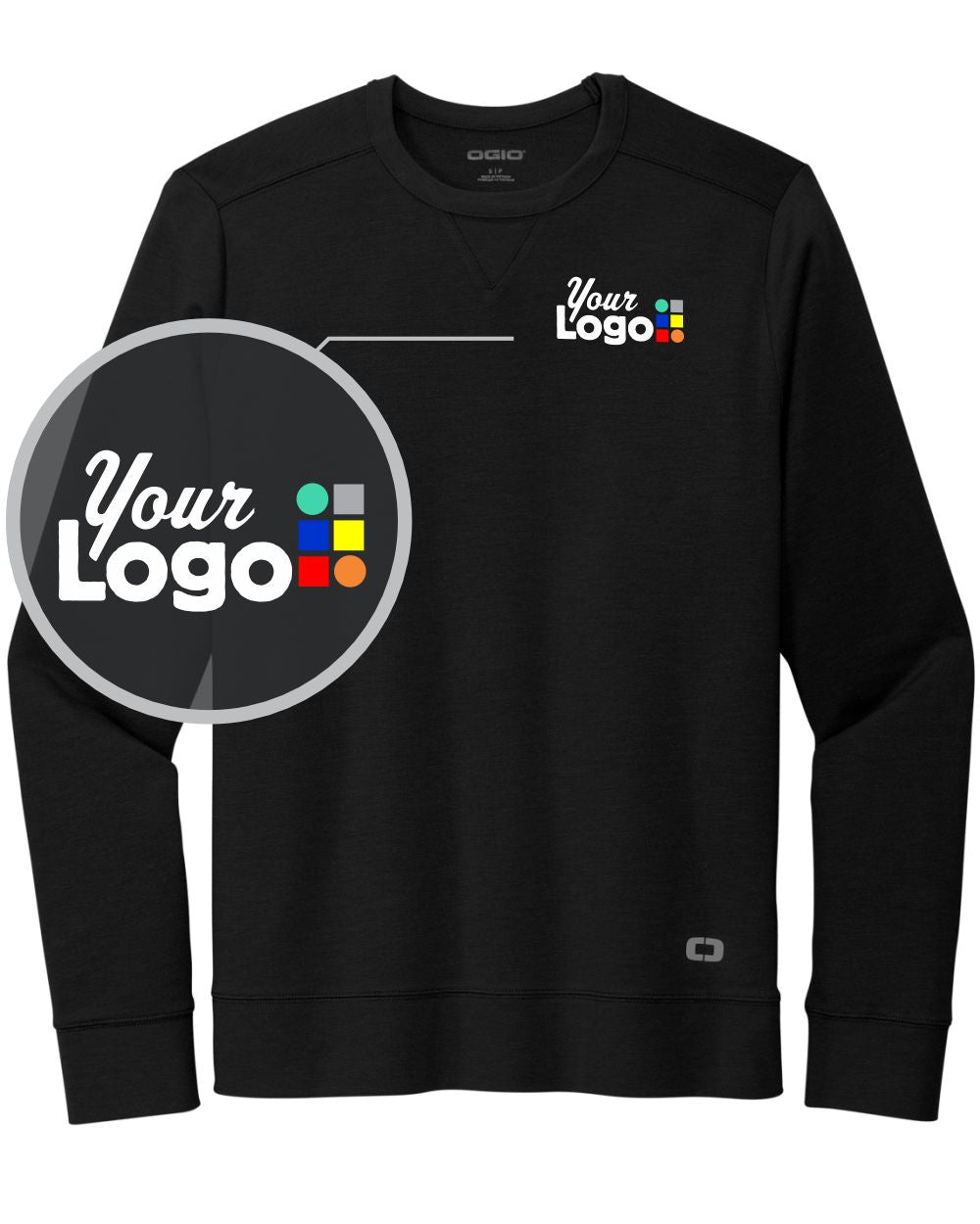 Ogio Luuma Flex Long Sleeve Crew Custom Sweatshirt, color: Blacktop