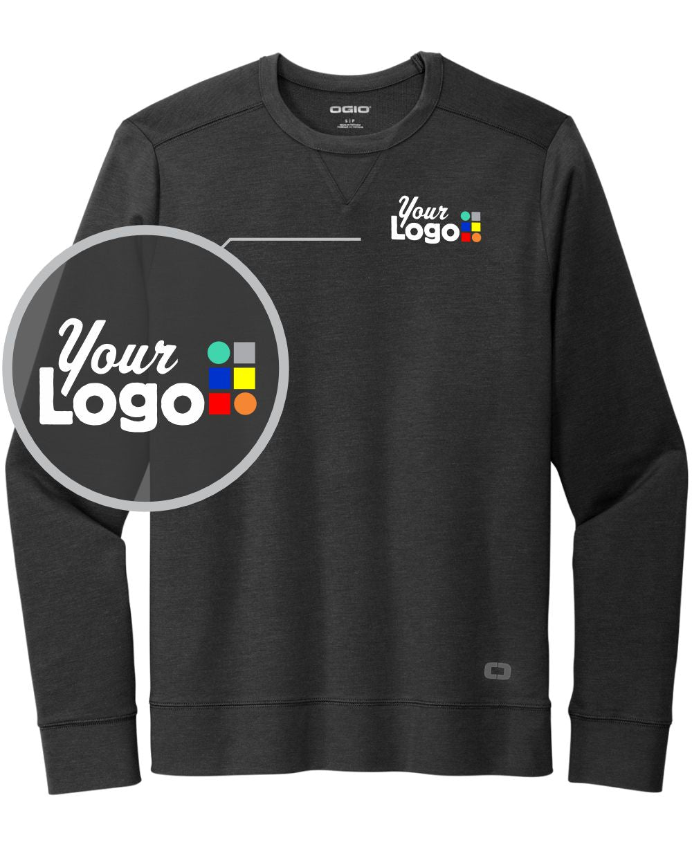 Ogio Luuma Flex Long Sleeve Crew Custom Sweatshirt, color: Tarmac Grey Heather
