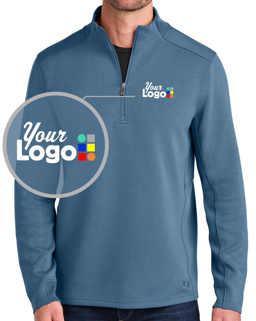 Ogio Transcend 1/4-Zip Custom Pullover, color: Blue Mist