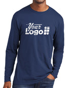 Port & Company L/S Fan Favorite Custom T-Shirt, color: Team Navy