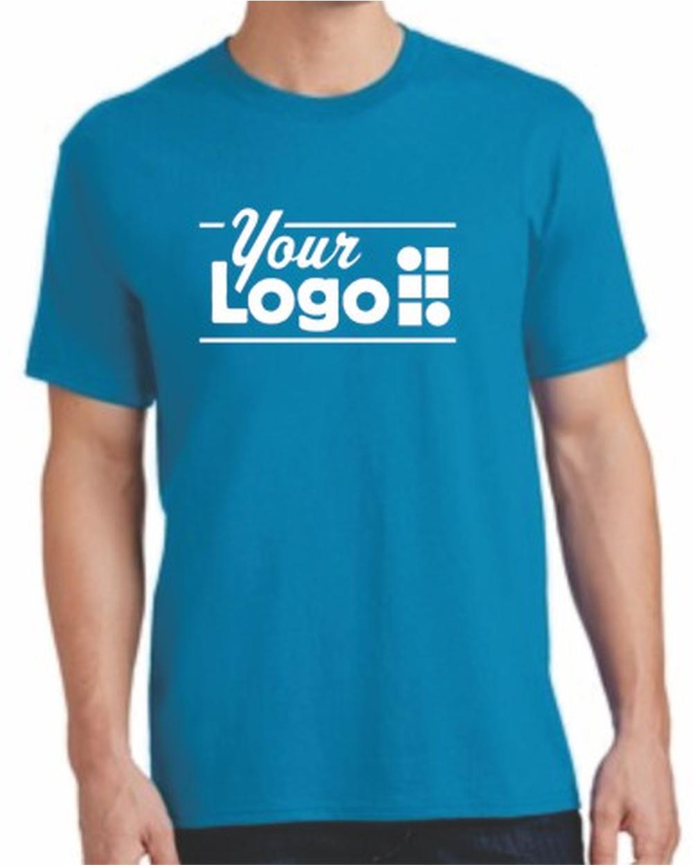 Port & Company S/S Cotton Custom T-Shirt, color: Neon Blue