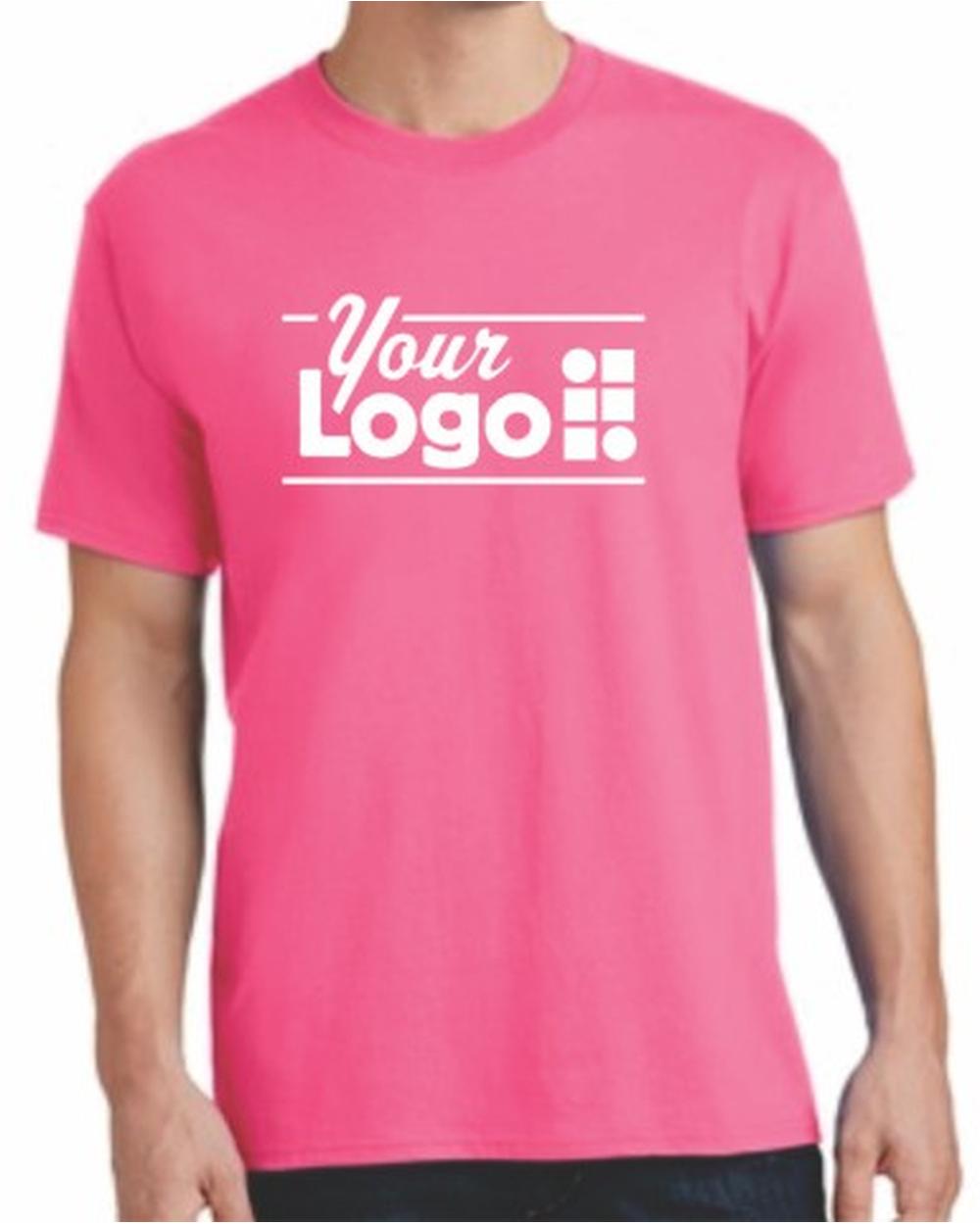 Port & Company S/S Cotton Custom T-Shirt, color: Neon Pink