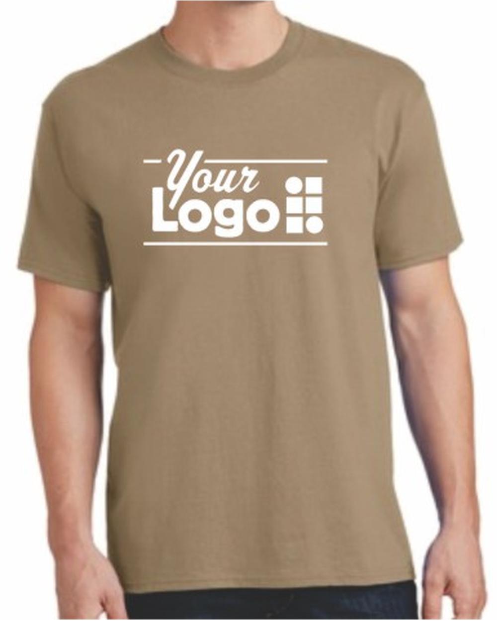 Port & Company S/S Core Cotton Custom T-Shirt, color: Sand