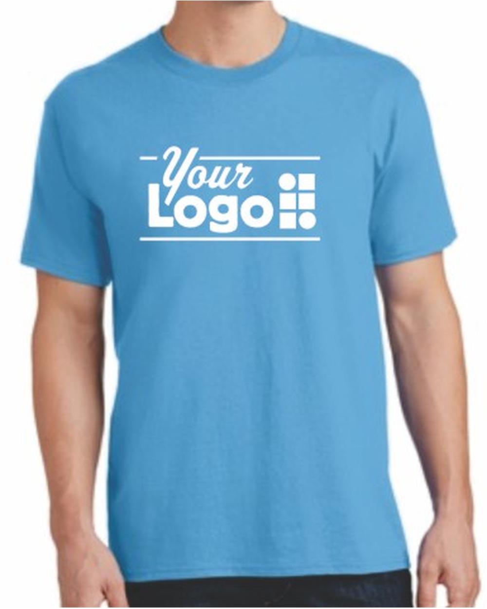 Port & Company S/S Core Cotton Custom T-Shirt, color: Aquatic Blue