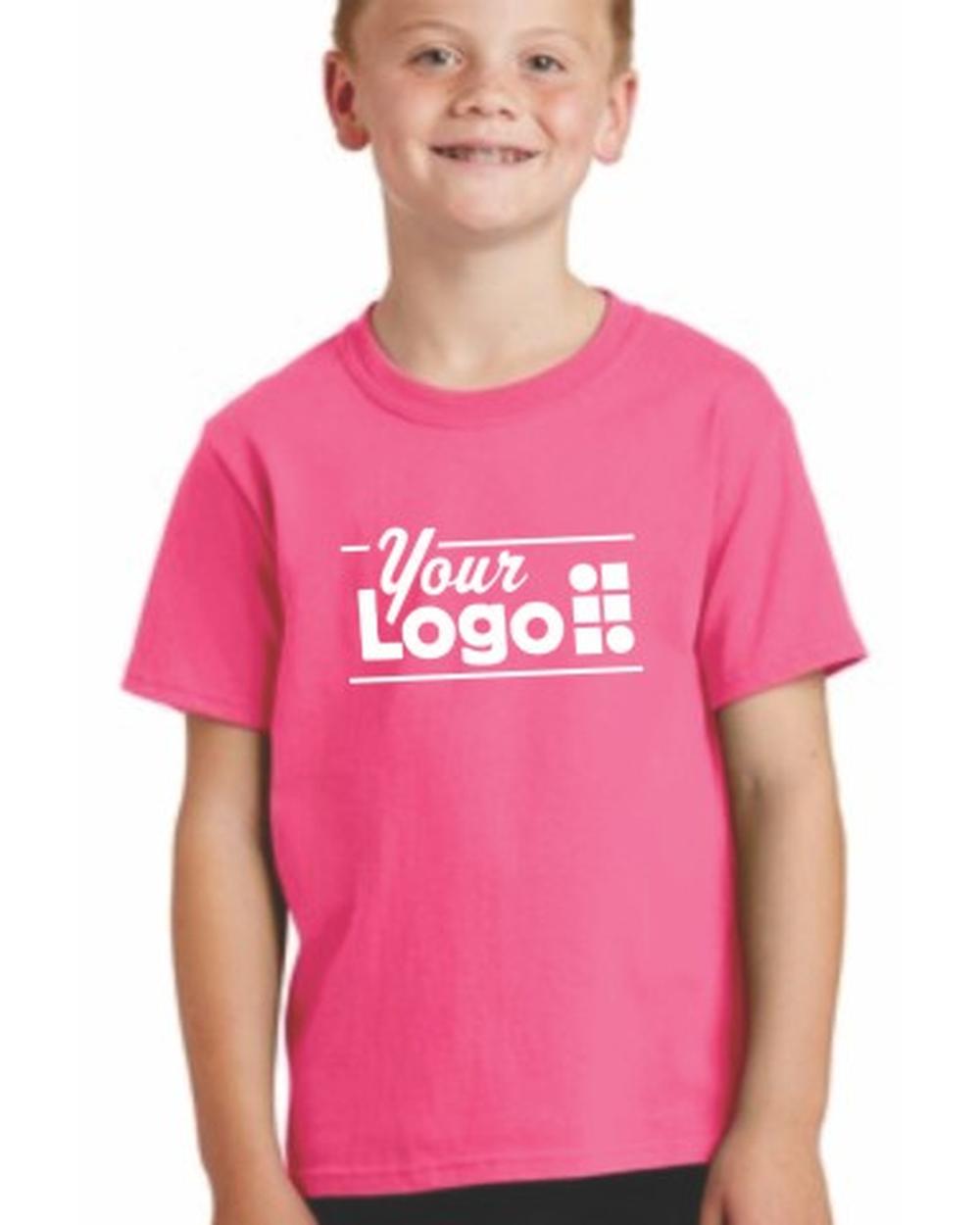 Port & Company S/S Cotton Custom T-Shirt, color: Neon Pink