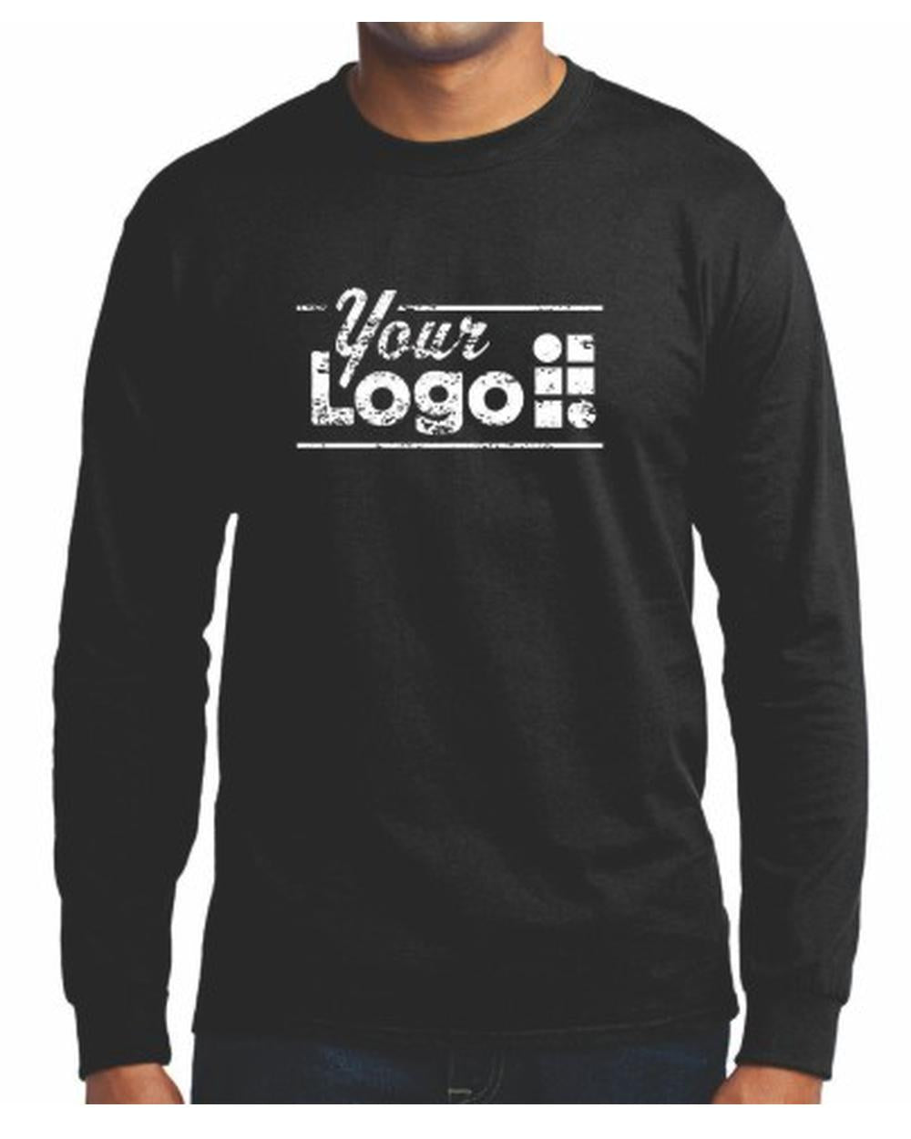 Port & Company L/S Blend Crewneck Custom T-Shirt, color: Jet Black