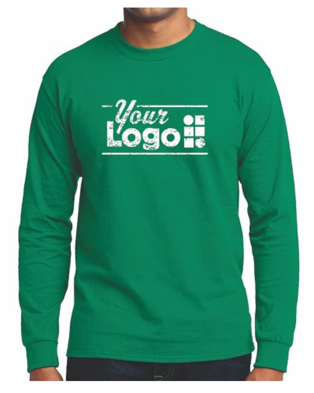 Port & Company L/S Blend Crewneck Custom T-Shirt, color: Kelly