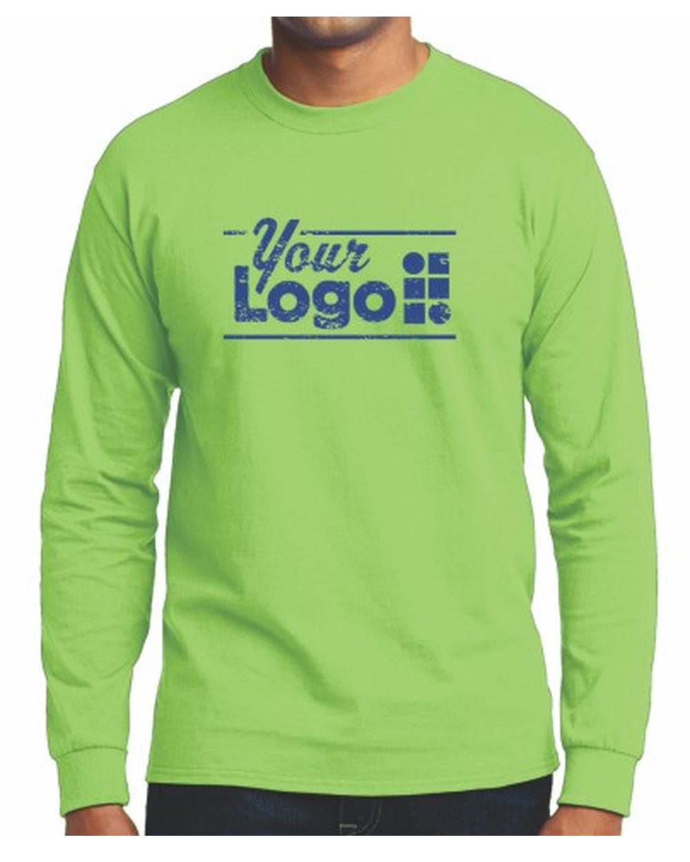 Port & Company L/S Blend Crewneck Custom T-Shirt, color: Lime