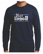 Port & Company L/S Blend Crewneck Custom T-Shirt, color: Navy
