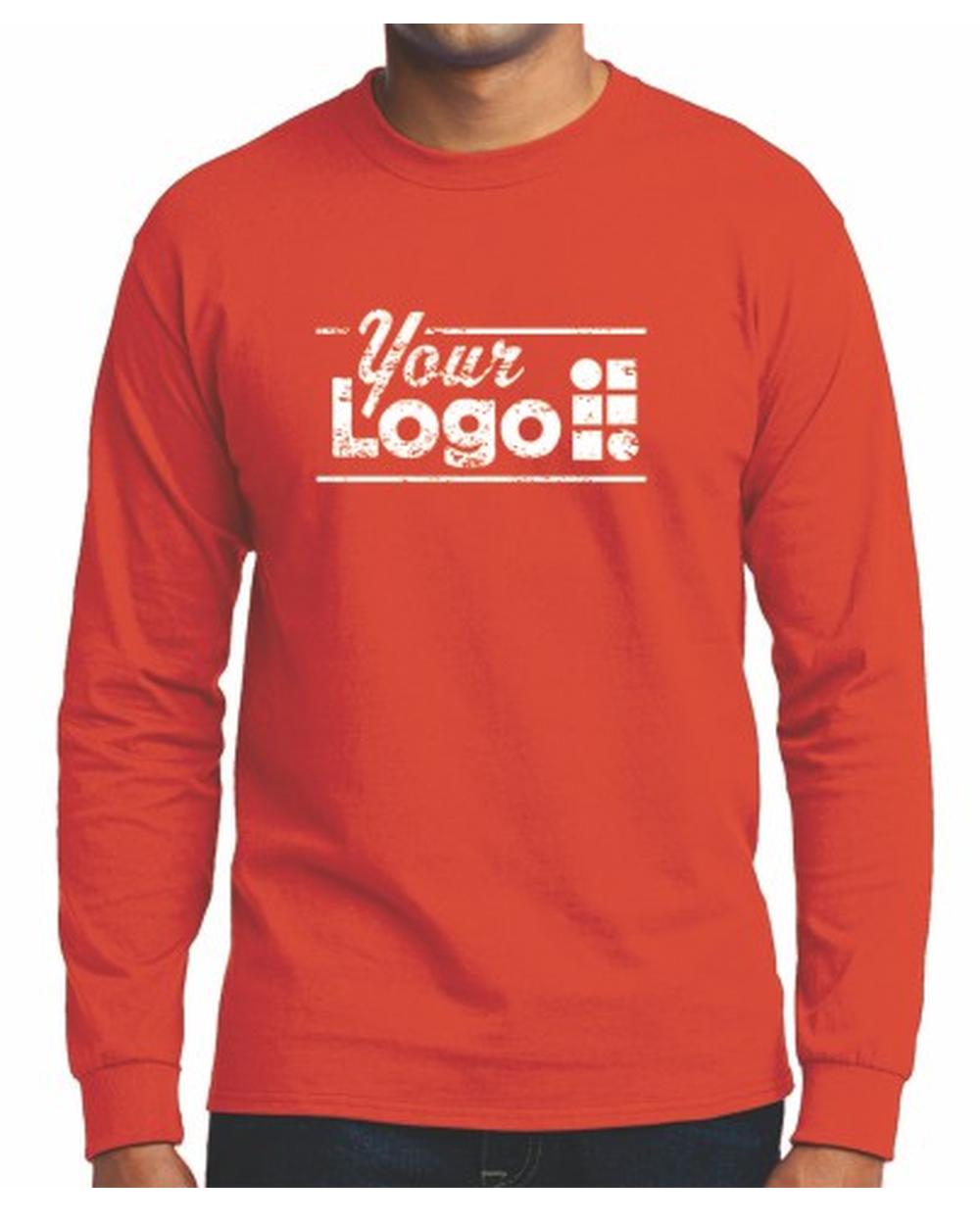 Port & Company L/S Blend Crewneck Custom T-Shirt, color: Orange