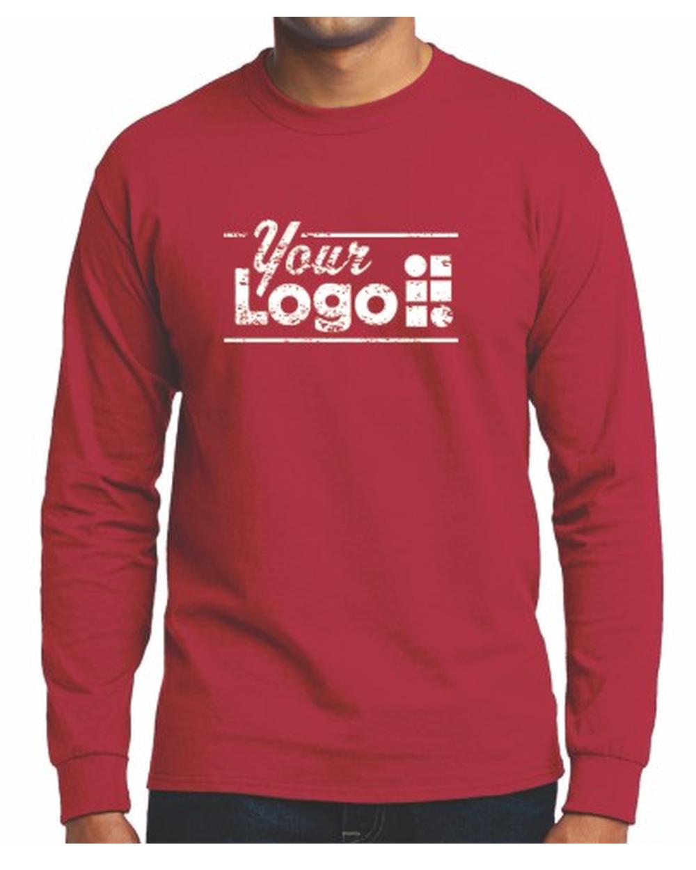 Port & Company L/S Blend Crewneck Custom T-Shirt, color: Red
