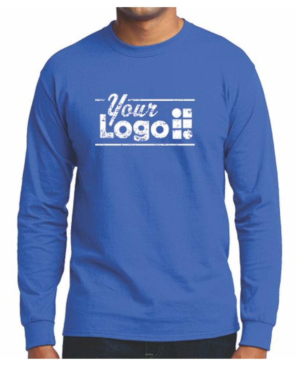 Port & Company L/S Blend Crewneck Custom T-Shirt, color: Royal