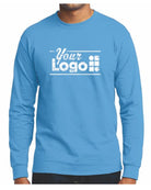 Port & Company L/S Blend Crewneck Custom T-Shirt, color: Aquatic Blue