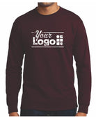 Port & Company L/S Blend Crewneck Custom T-Shirt, color: Athletic Maroon