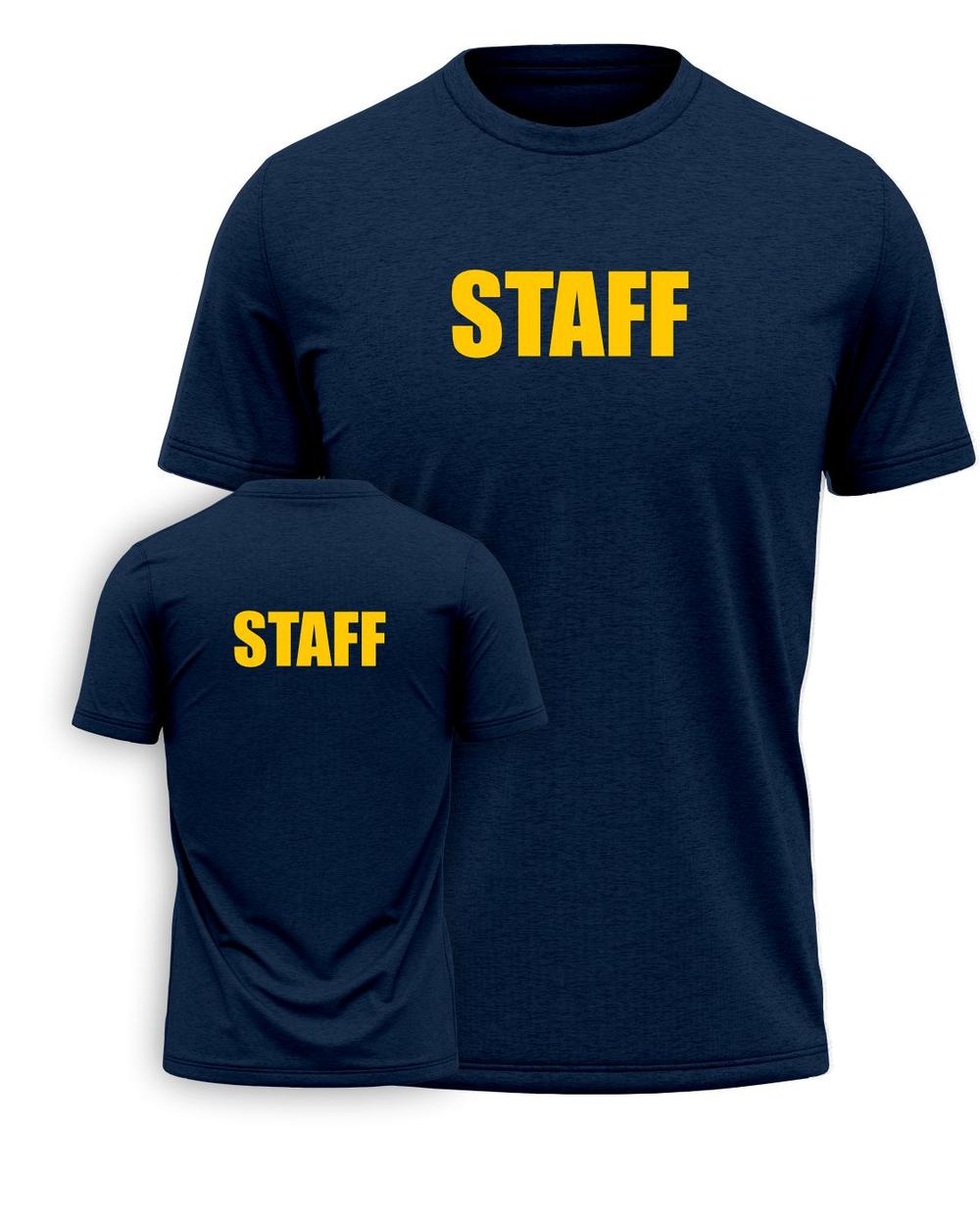 Port & Company S/S Staff Titled T-Shirt, color: Navy/Gold