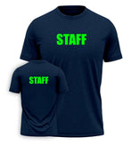Port & Company S/S Staff Titled T-Shirt, color: Navy/Neon Green