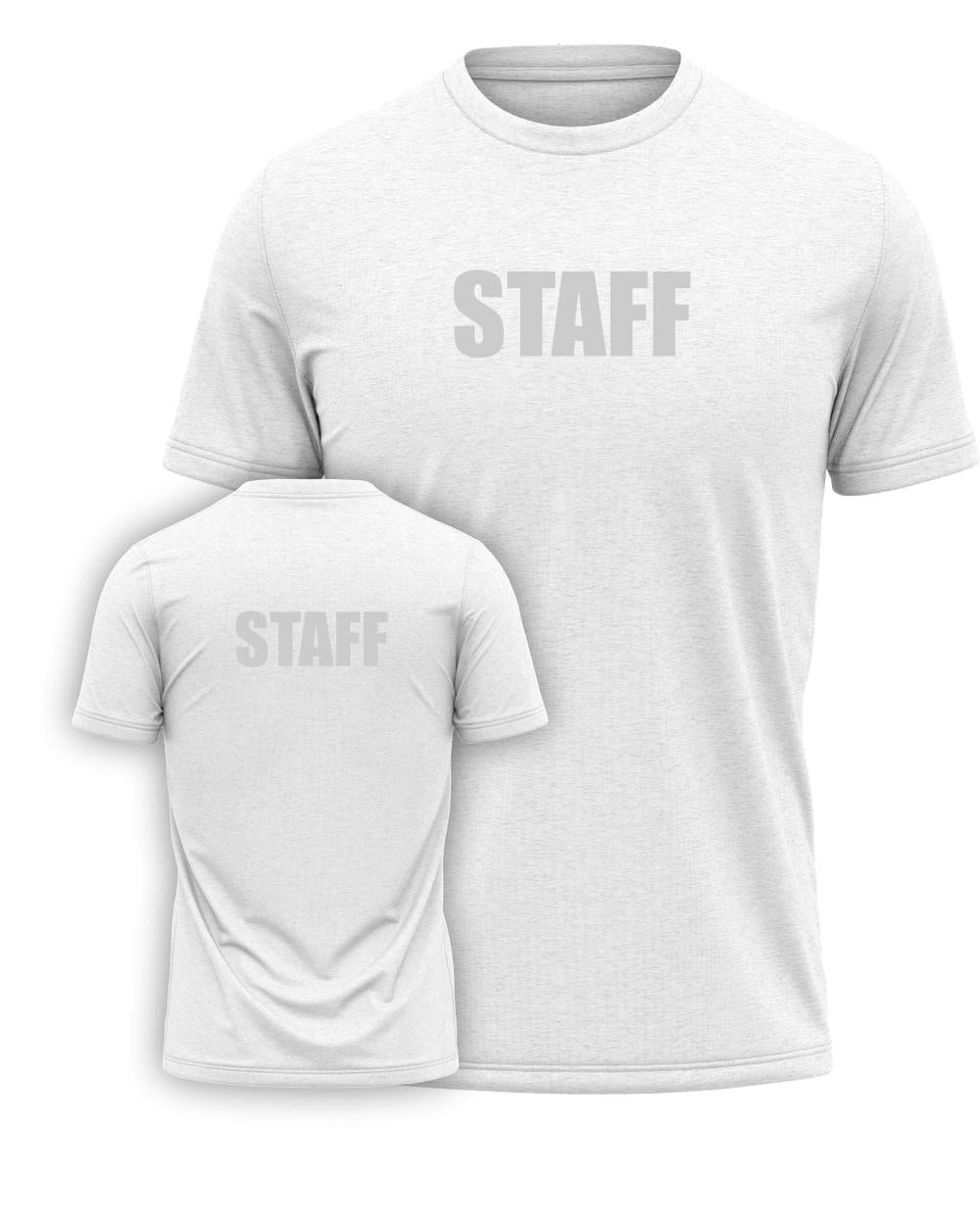Port & Company S/S Staff Titled T-Shirt, color: White/Reflective Grey