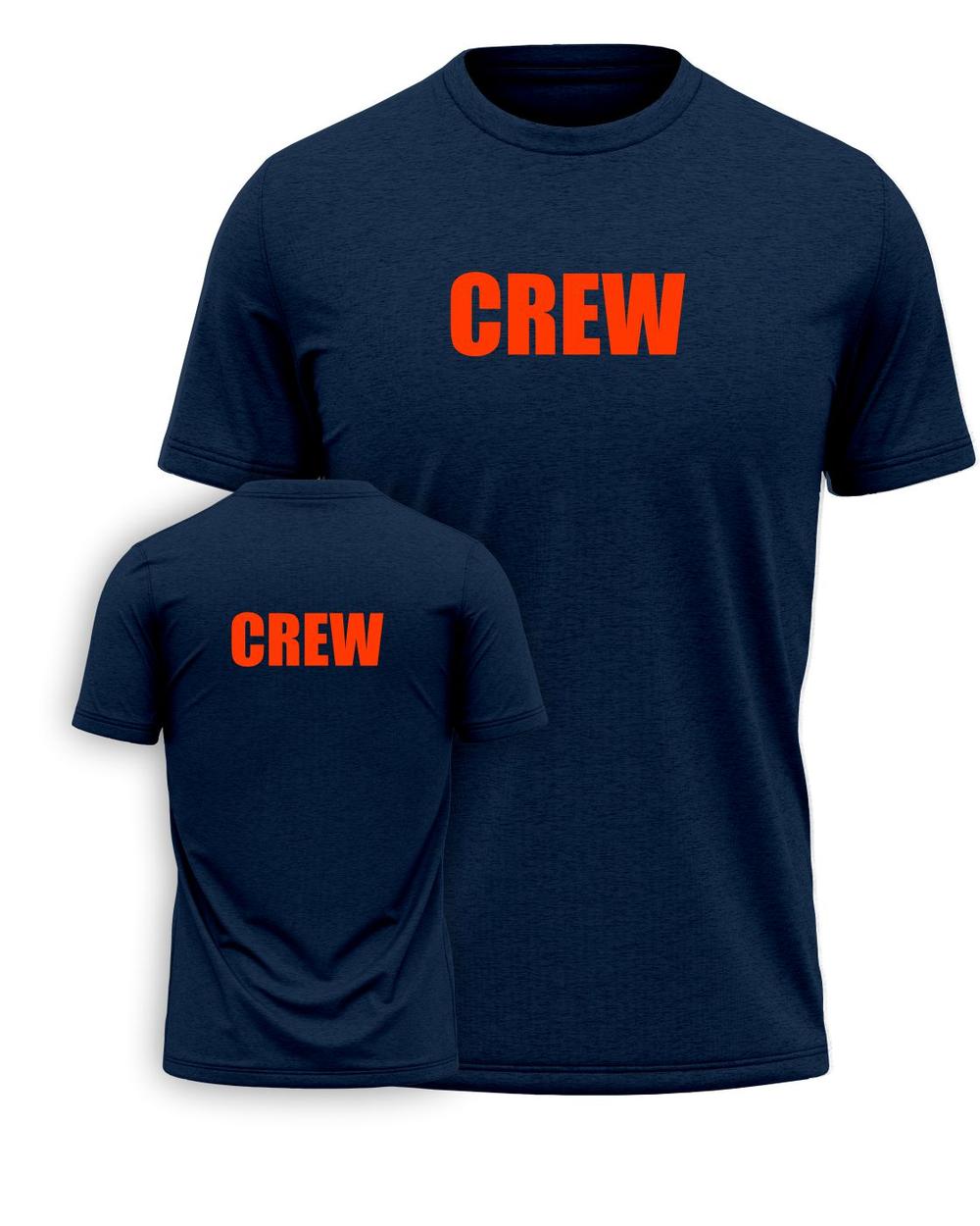 Port & Company S/S Crew Titled T-Shirt, color: Navy/Neon Orange
