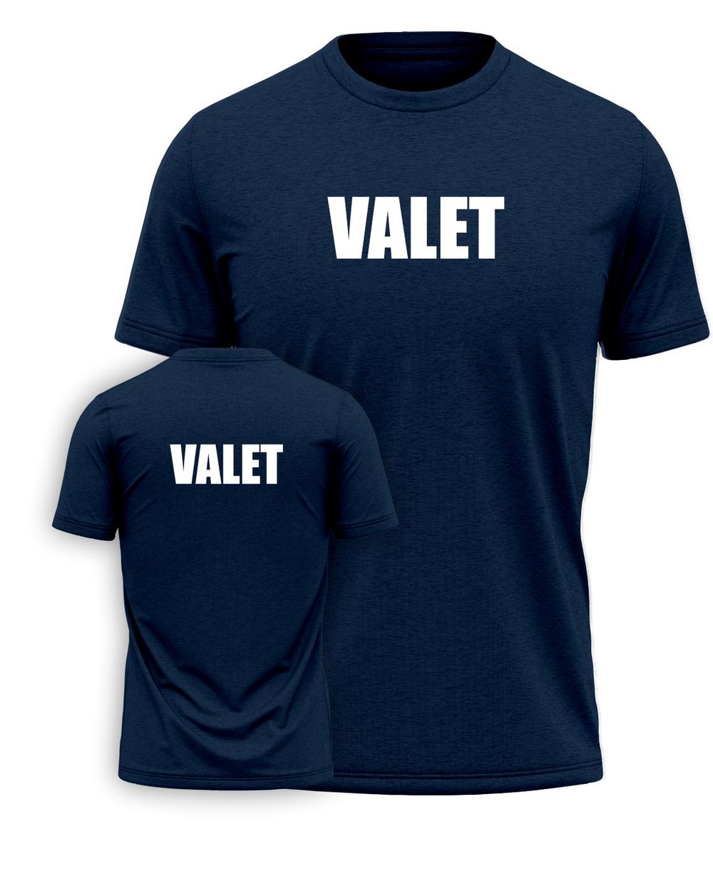 Port & Company S/S Valet Titled T-Shirt, color: Navy/White