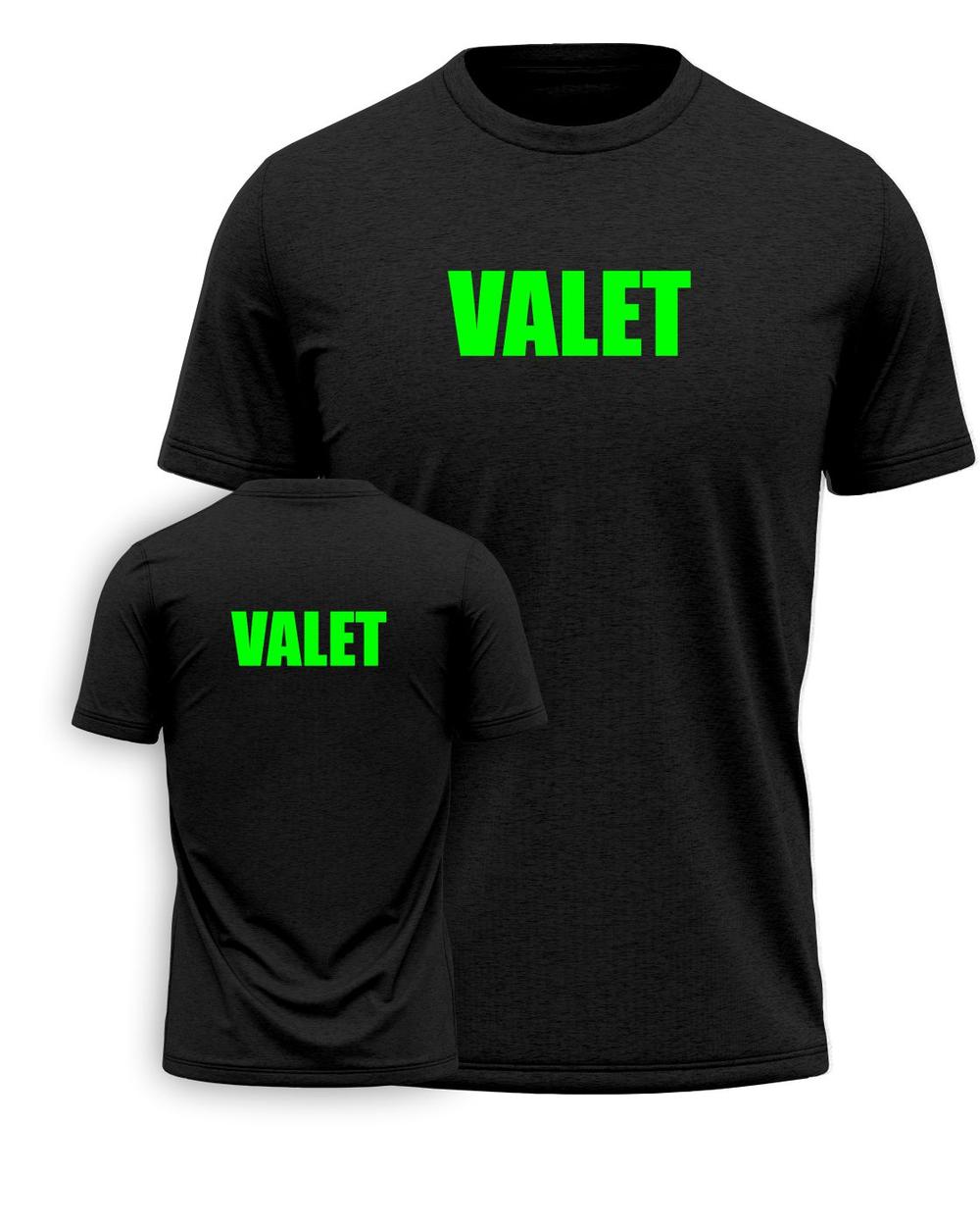 Port & Company S/S Valet Titled T-Shirt, color: Black/Neon Green