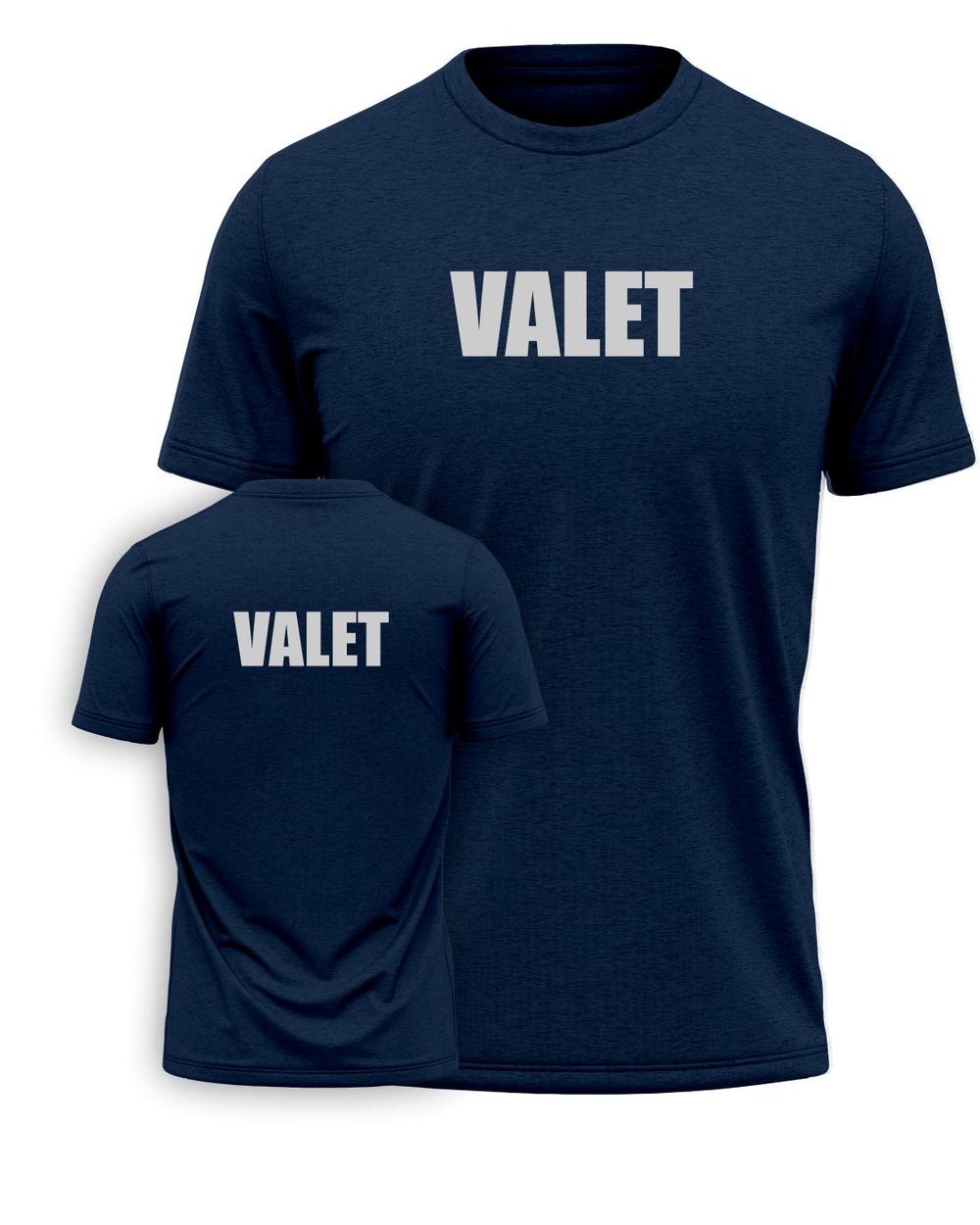 Port & Company S/S Valet Titled T-Shirt, color: Navy/Reflective Grey