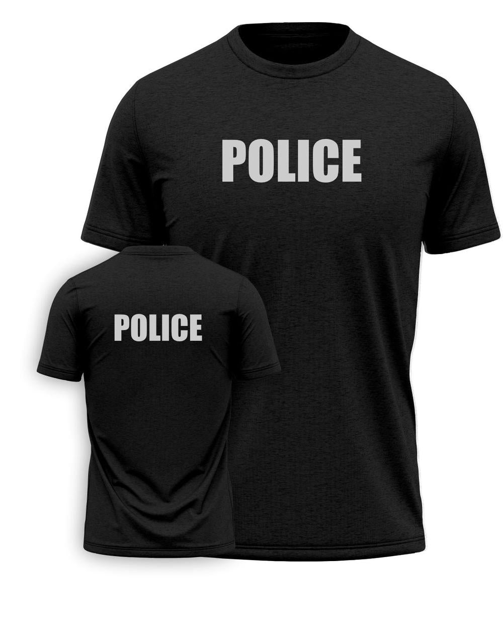 Port & Company S/S Police Titled T-Shirt, color: Black/Reflective Grey