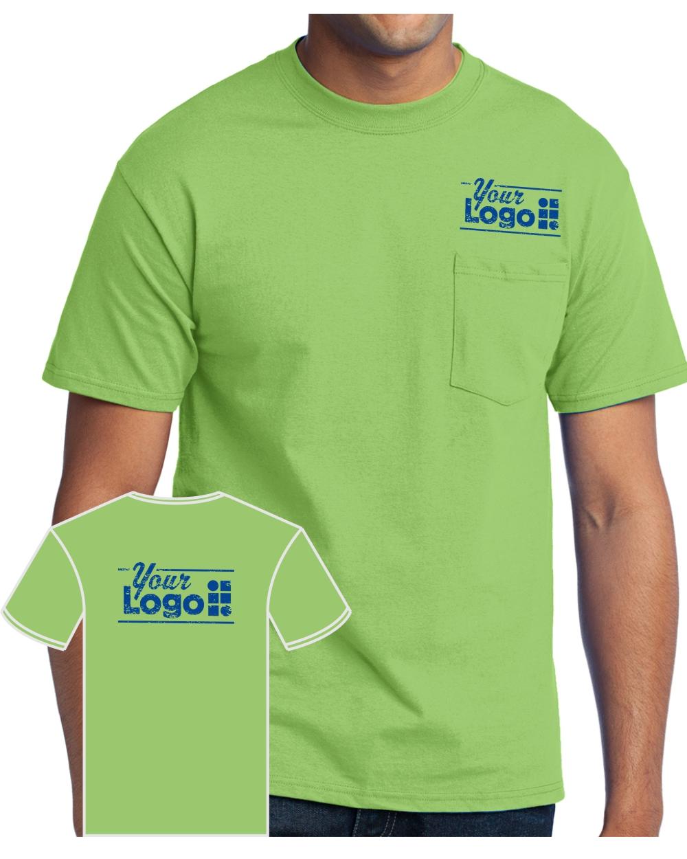 Port & Company S/S Blend Pocket Custom T-Shirt, color: Lime