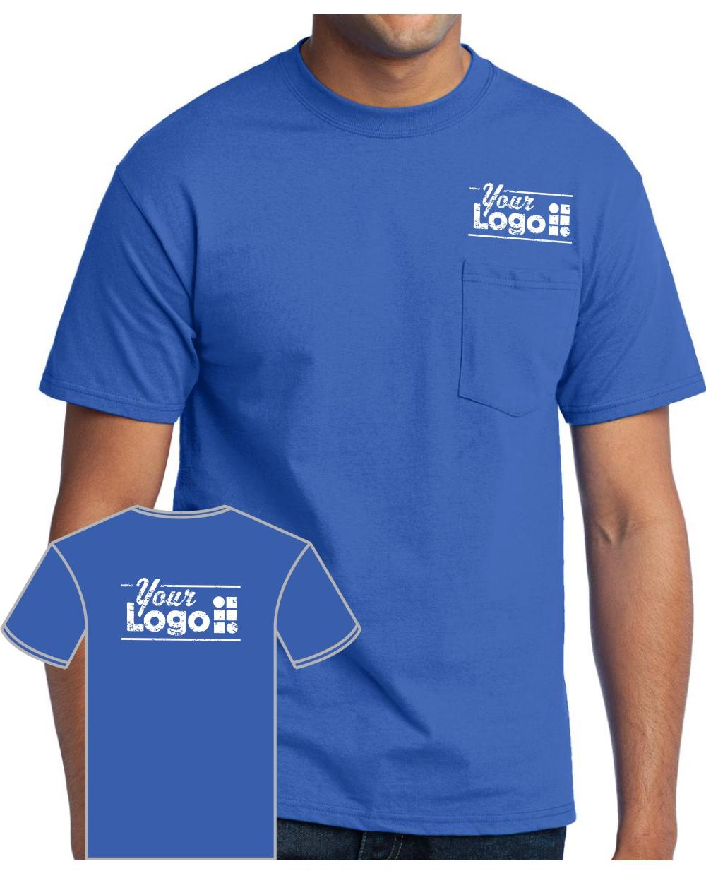 Port & Company S/S Blend Pocket Custom T-Shirt, color: Royal